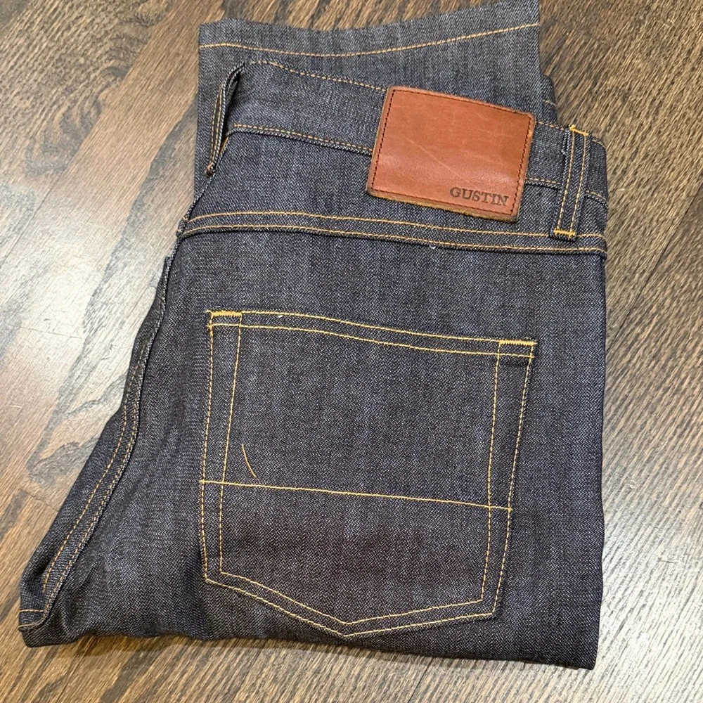 Gustin Men's Dark Indigo Straight Jeans - Picture 1 of 6